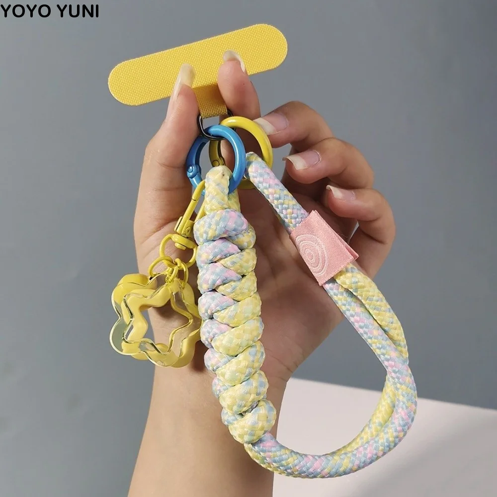 

Подвеска-брелок для сумки в виде звезды, плетеный ремешок для телефона, защита от потери, плетеный шнурок для мобильного телефона, красочный короткий ремешок-шарм для телефона, накладка-шарм