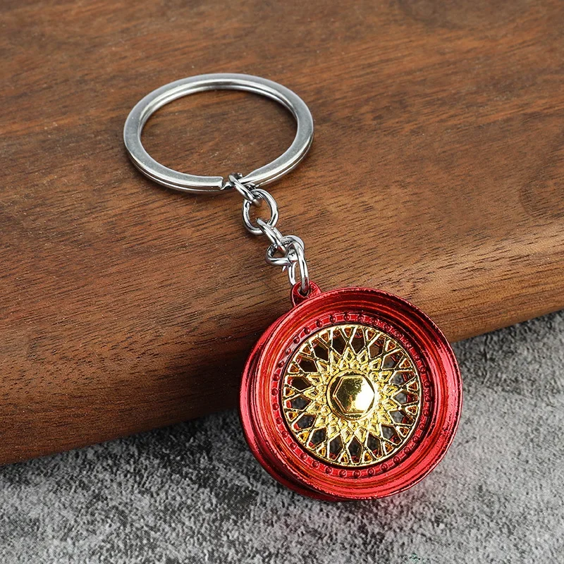 JDM Hot Wheel Rim Keychain 3D Keyring Creative Accessories Racing Wheels Auto Part Model Key Chains for Car Lovers Pendant Gift