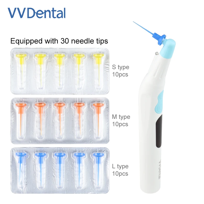 เครื่องทำความสะอาดรากฟันแบบโซนิค VV Endo Activator พร้อมไฟ LED และชุดหัวฉีด 30 ชิ้น สำหรับการทำความสะอาดและล้างรากฟันในงานทันตกรรม