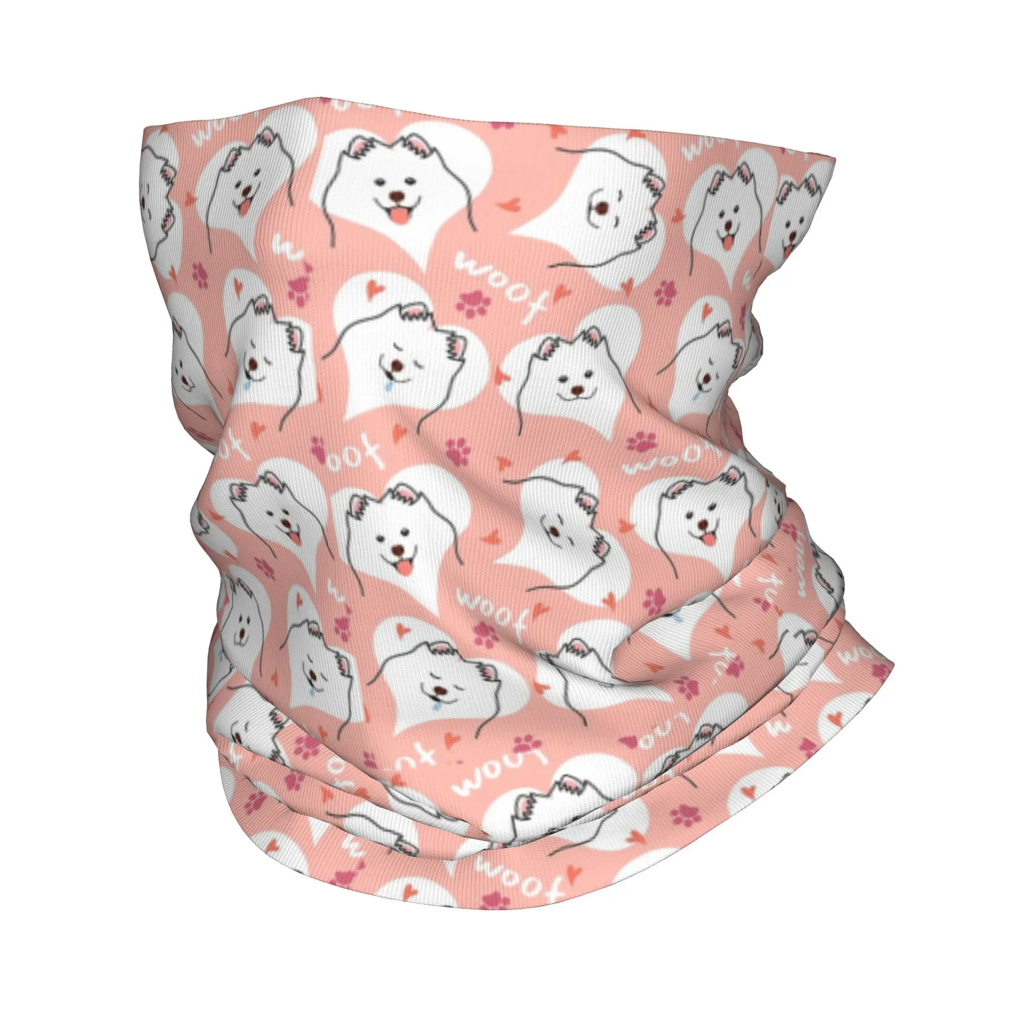 

Samoyed Dog - Pink Bandana Neck Cover Printed Wrap Scarf Warm Cycling Scarf Running Unisex Adult All Season