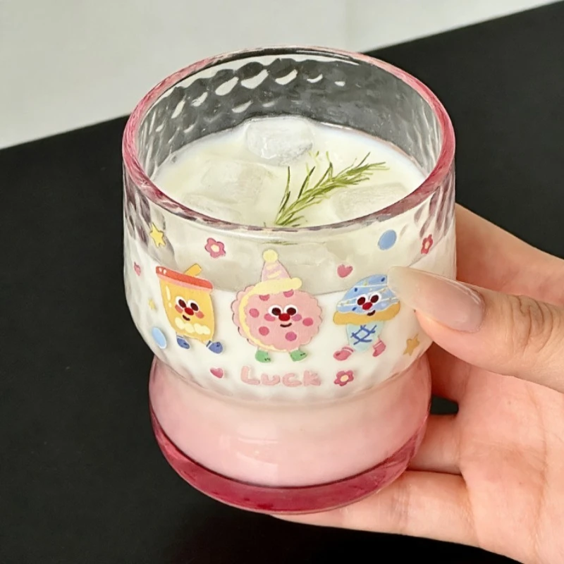 Dessert Party Cartoon Glass Cups Original Design High Aesthetic Gift Box Cute Bridesmaid Souvenir Birthday Present for Home Use