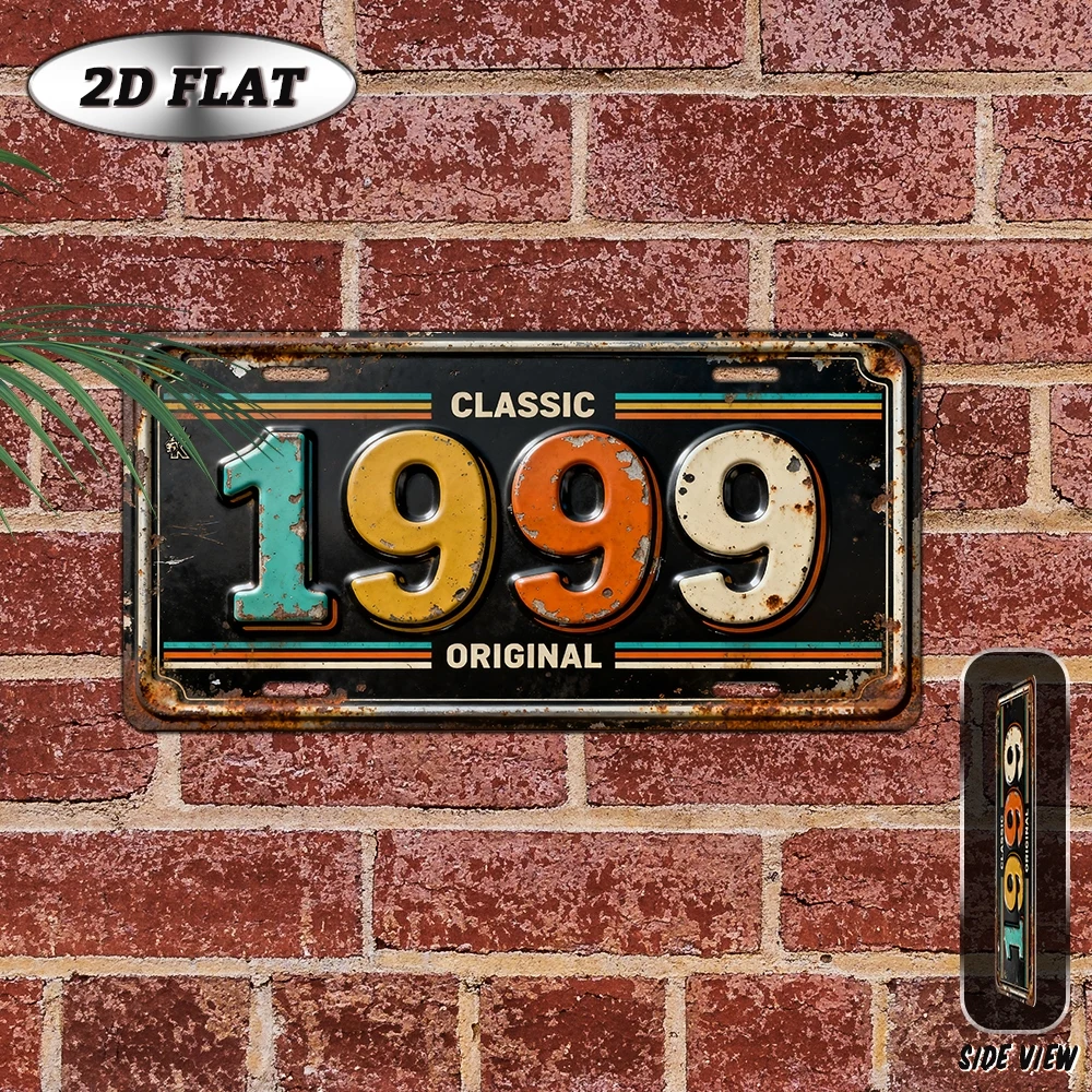 2D Flat - 【2D Flat】 2D Flat - [2D Flat], 2D Plane, 1pc, Vintage Metal Aluminum Decorative Sign (12×6 Inches), 1999 Classic Retro