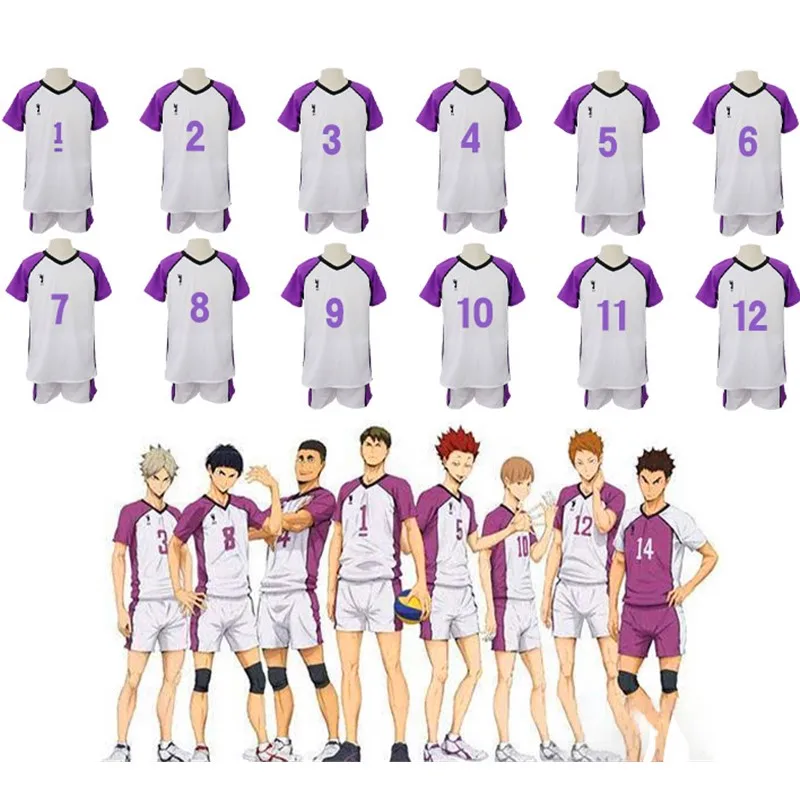 Disfraz de Anime Haikyuu Karasuno High School, camisa de equipo de voleibol, camisetas, pantalones, ropa deportiva, uniforme de verano