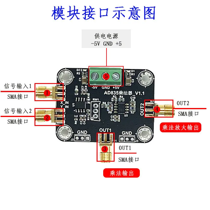 AD835 Analog Multiplier Module Mixer Modem with Back-stage Amplification 4-Quadrant Analog Multiplication