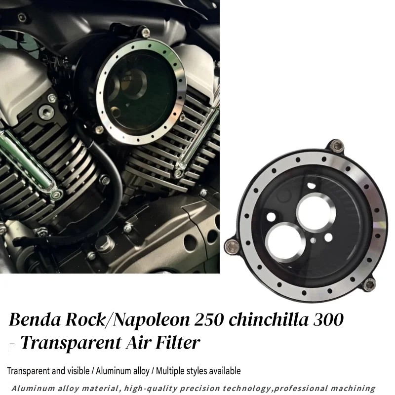 For Benda Chinchilla 300/Rock 250/Napoleon 250, Accessory Aluminum Air Filter Engine Transparent Waterproof Decorative Cover