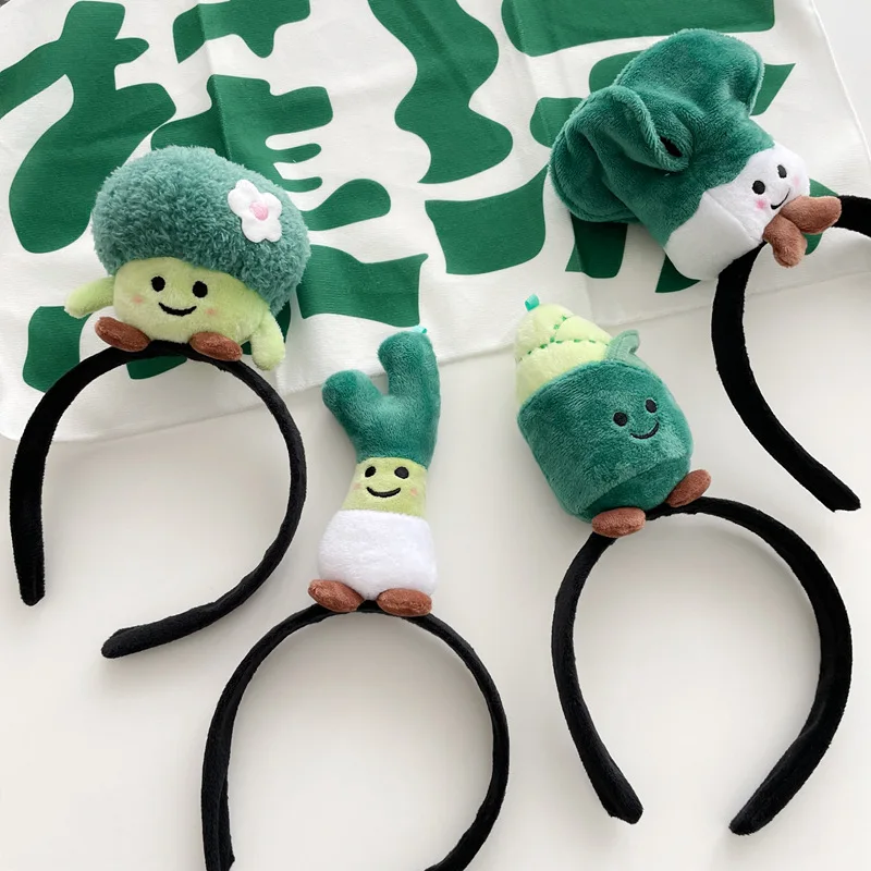 Creative cute vegetable doll hairband headband green onion bamboo shoots West blue flower cabbage funny