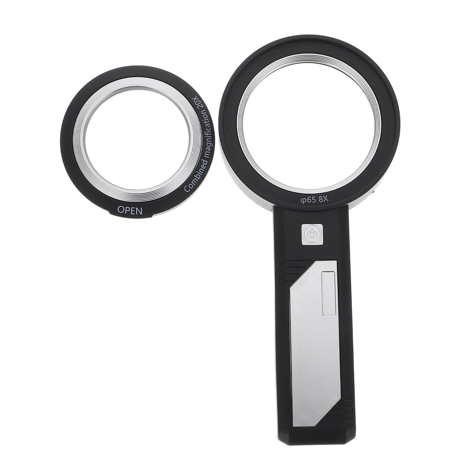 

Handheld Reading Magnifying Glass 8LEDs 10x15x20x BlackABS MultiFunction Lighted Magnifier for Books Currency Student Reading