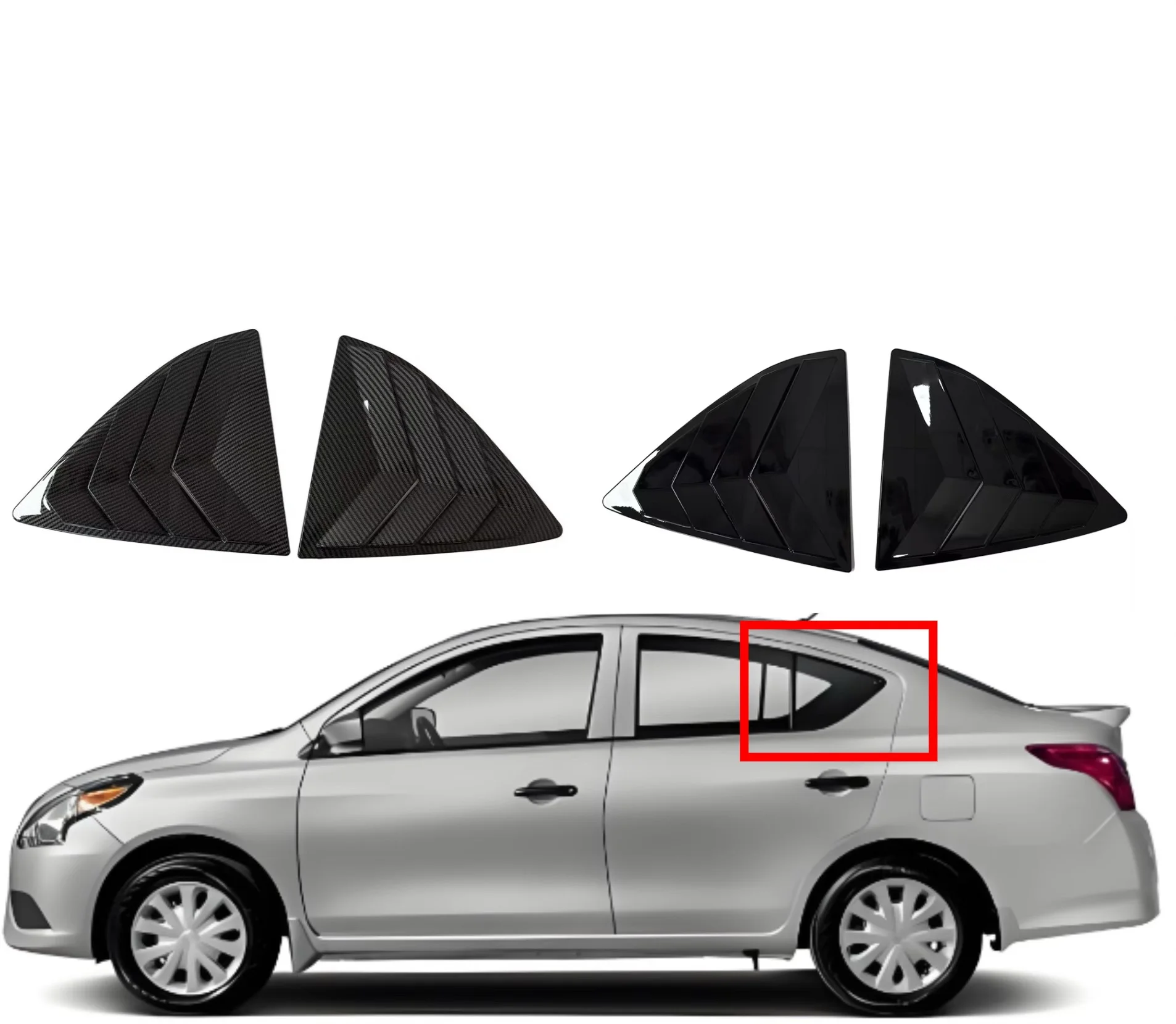 

Gloss Black Car Side Window Louver Fit For Nissan Versa Sedan 2013-2018 Car Rear Window Shutter Cover Spoiler