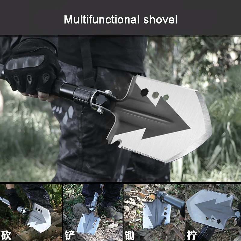 Multi Functional Foldable Portable Truck Mounted Engineer Shovel Camping Outdoor Shovel Self-defense Survival Tool Storage Bag