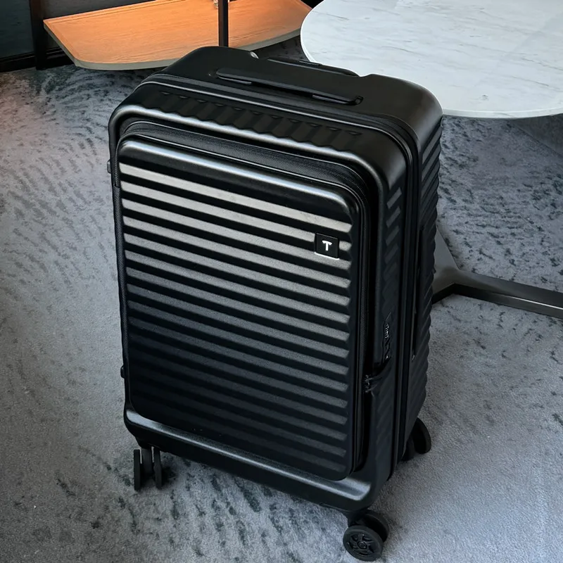 

New Cross-Border Women's 20 Inch Small Carry-On Lage Anti-Fall Pull Rod Travel Suitcase Front Open Cover Carry-On Bag
