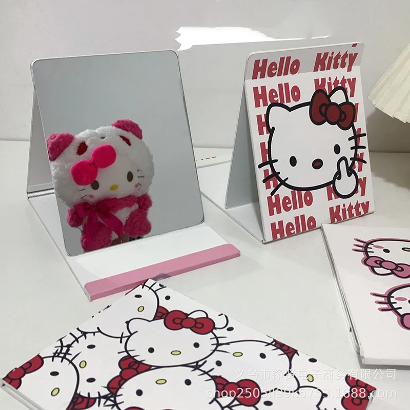 

Sanrio Kawaii Anime Hello Kitty Cosmetic Mirror Cute Sweet Cartoon Portable Fold Desktop Body Mirror Lovely Gifts For Girls