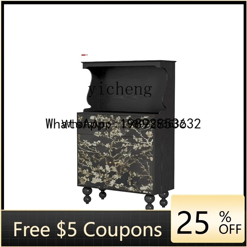 

GZ retro dining side cabinet solid wood dining room coffee machine against the wall living room sofa side decorative locker