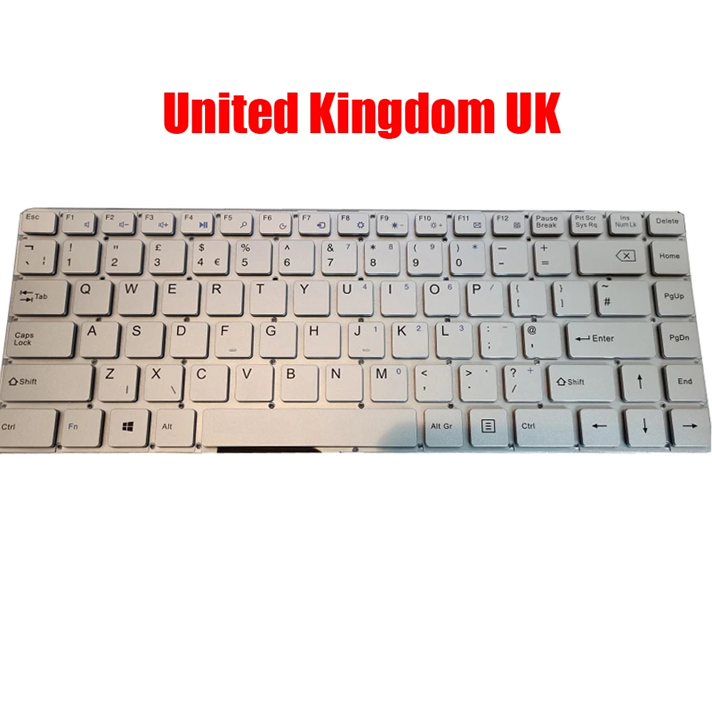 

Laptop Keyboard For GEO BOOK 3 3X For GEOBOOK 3 3X United Kingdom UK Silver New