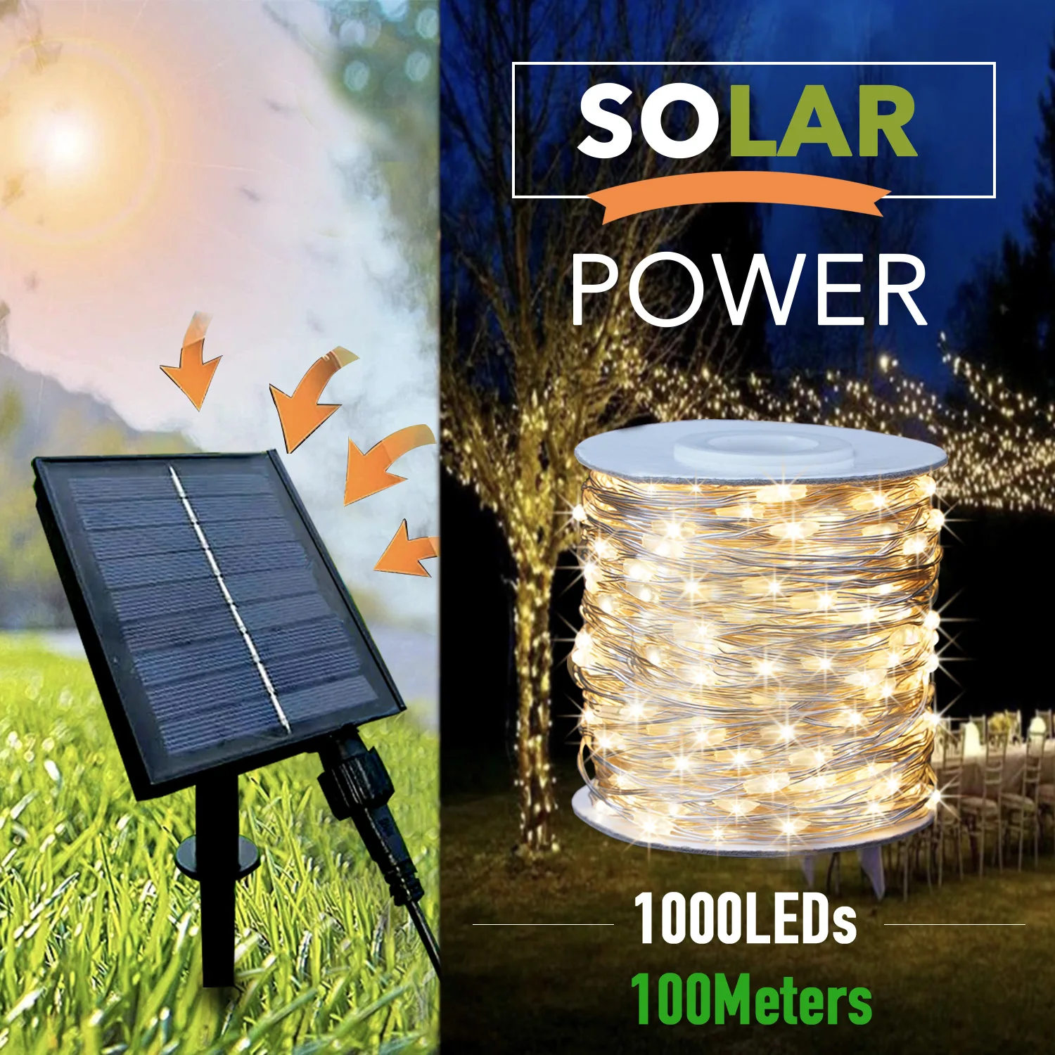 

Светодиодная лента на солнечной батарее, 100 м