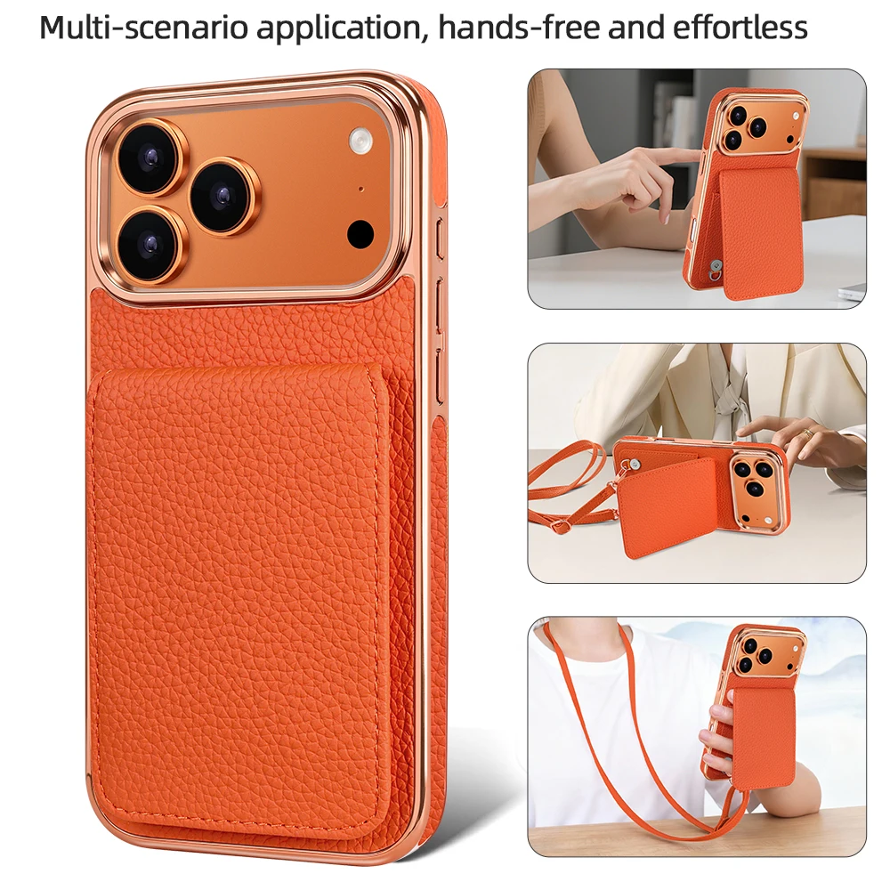 Phone Cases With Card Holder - Fashion Crossbody Synthetic Leather Phone Case