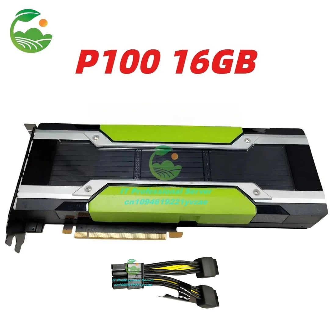 Carte graphique accélérateur GPU P100 16 Go HBM2 PCIe 3.0 X16 avec connecteur d'alimentation EPS12V 8 broches, pour serveur/poste de travail et apprentissage profond