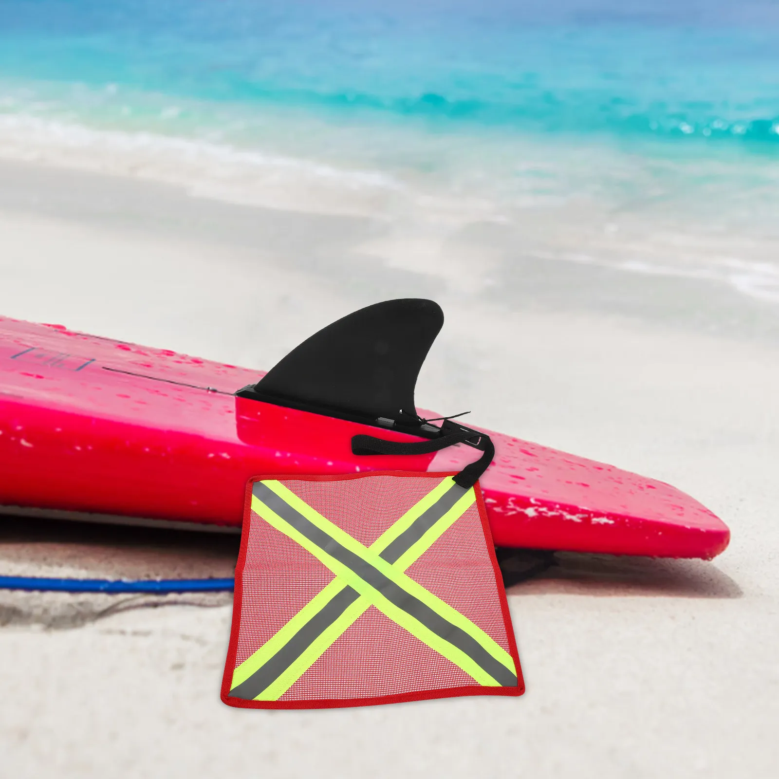 Kayak Safety Flag High Visibility Red Reflective Strips Easy Installation Outdoor Kayak Boat Canoe Towing Warning Safety Flag