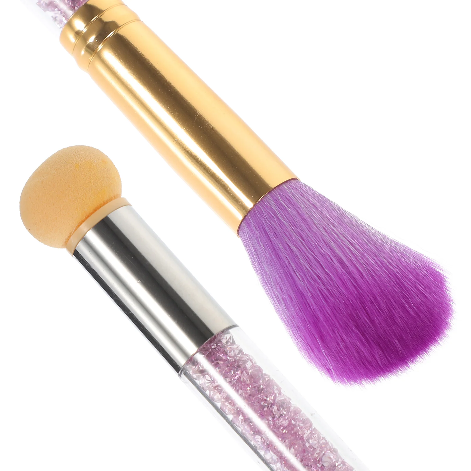 1 Uds. Brocha para decoración de uñas de doble cabezal, eliminador de polvo profesional, herramienta de manicura con diamantes de imitación acrílicos, brocha para maquillaje y colorete en polvo