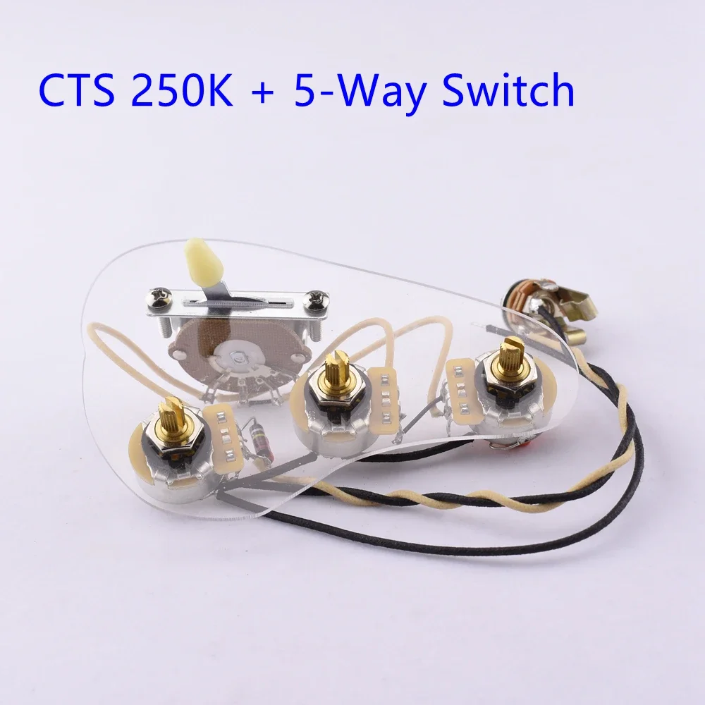 1 Set Loaded Pre-wired Electric Guitar  Wiring Harness Prewired Kit   ( 3x 250K Brass CTS Pots + 5-Way Switch )