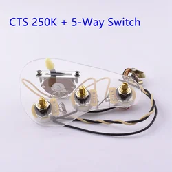 1 Set Loaded Pre-wired Electric Guitar  Wiring Harness Prewired Kit   ( 3x 250K Brass CTS Pots + 5-Way Switch )