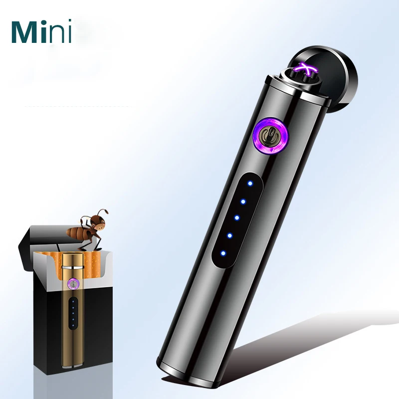 Touch Sensing USB Charging Lighters Double Arc Lighters Metal Windproof Lighters Cigarette Lighters Men\'s Gadget Funny Lighters