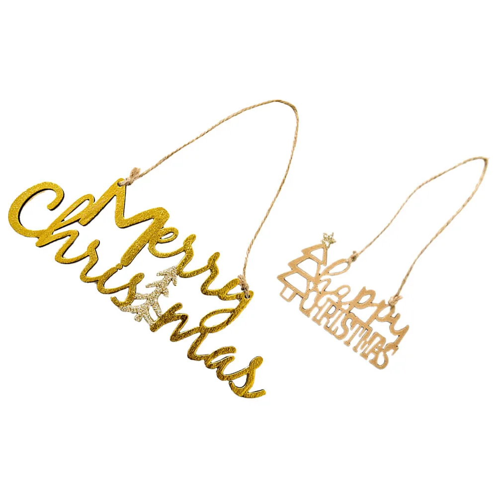 

2Pcs Christmas Tree Letter Sign Wooden Xmas Pendant Hanging Decoration Party Xmas Tree Ornaments Christmas Decorations