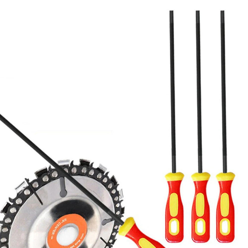 Yellow Plastic Handle Chainsaw File Sharpener 28.5cm 4.8mm 5.5mm Chain File High Carbon Steel Round Sharpening