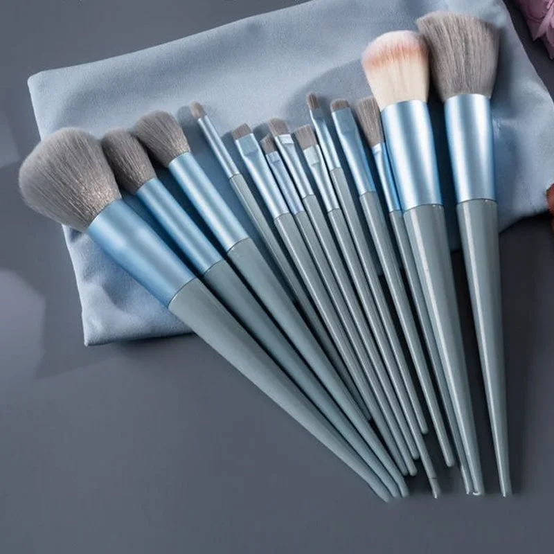 مجموعة فرش مكياج مكونة من 13 قطعة، فرش مكياج لظلال العيون وبودرة أحمر الخدود السائبة