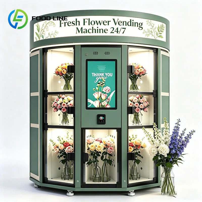 Flower Vending Machine Floral Vending Kiosk Automatic Fresh Bouquet Retail Display Roses Peonies Customized
