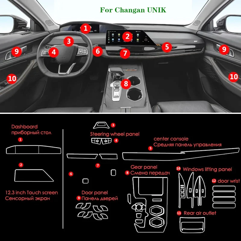 

Защитная Наклейка из ТПУ для целого автомобиля Changan UNIK, защита для центра управления навигацией, HD пленка, автомобильные аксессуары