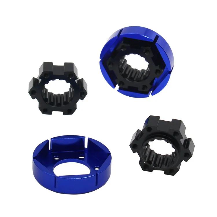 Hot Racing XMX10X06 Blue Alum 24mm Hex Hub Wheel Lock Set w/ 25mm Nuts & 6-Slot Rings for 1/7 TRA X-Maxx 6S