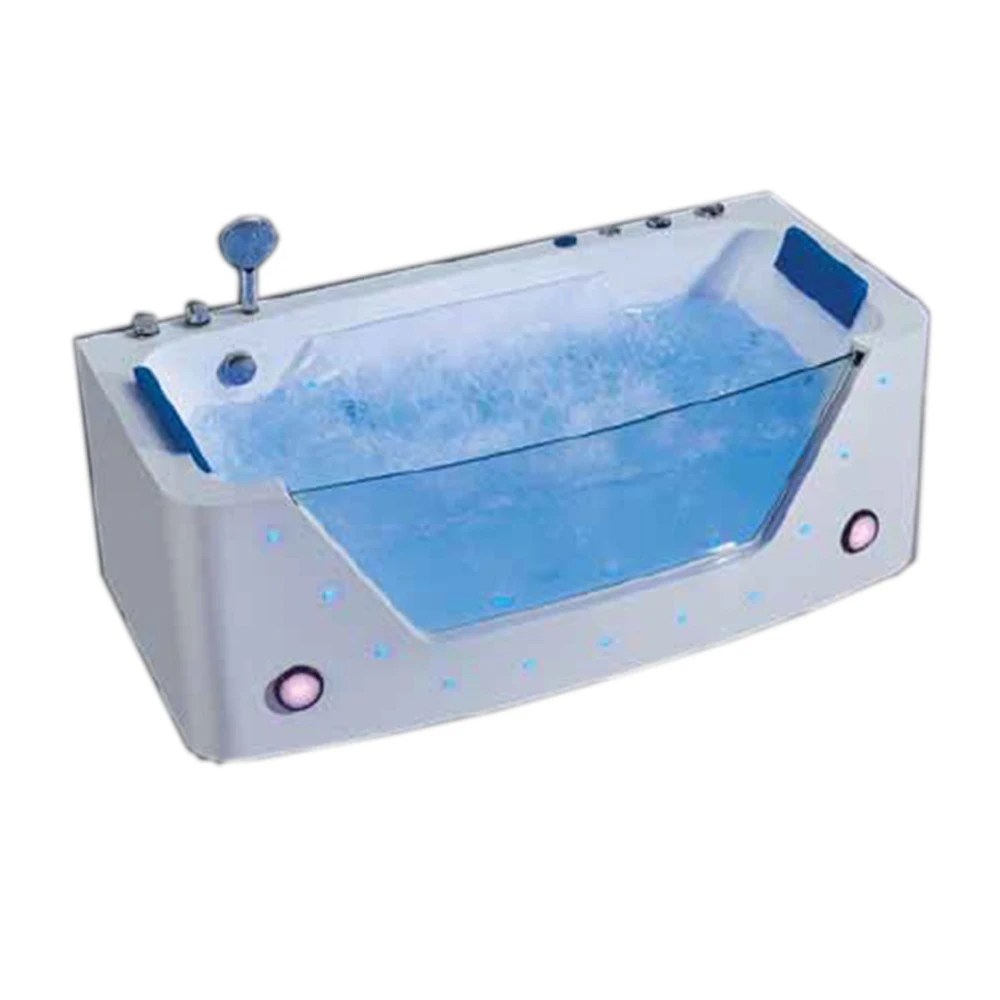 

1750mm Seamless Docking Waterfall Whirlpool Bathtub Hydromassage Surfing Colourful LED Lights Bubble Tub NS1116