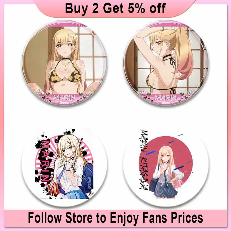 My Dress-Up Darling Anime Brooches Kitagawa Marin Kuroe Shizuku Cosplay Badge Accessories Backpack Clothes Decoration XMAS Gift