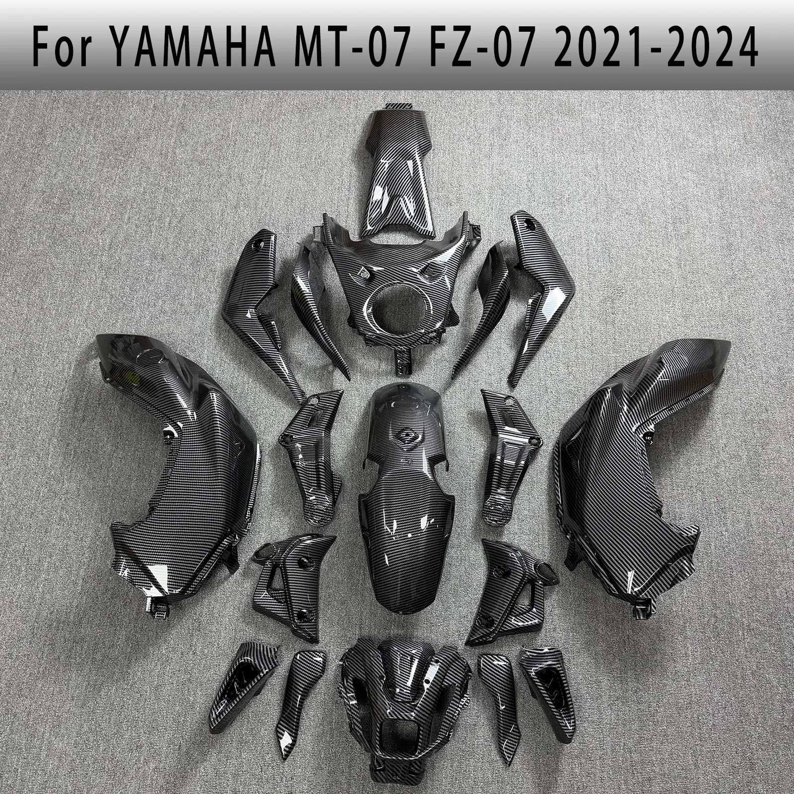 For Yamaha MT-07 FZ-07 2021  2022 2023 2024 Motorcycle Full Body Fairing Kit - ABS Plastic Carbon Fiber Painted Body Decal Set