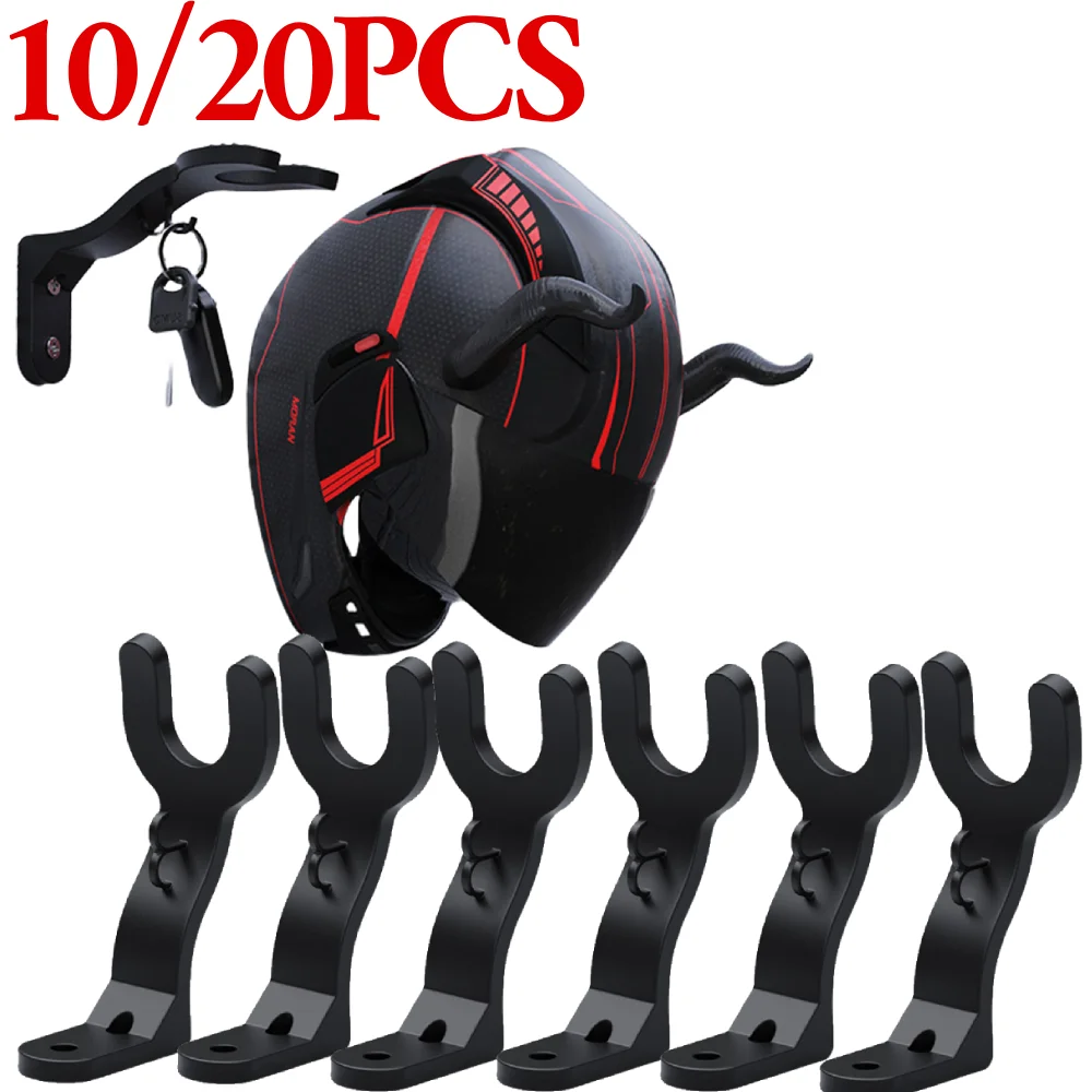 10/20pcs Kitchen Cabinet Shelf Wall Mount Hooks Motorcycle Helmet Hook Racks Helmet Display Hanger Wall-Mounted Storage Holder