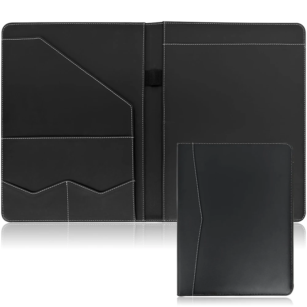 

Professional Padfolio Portfolio Folder Faux Leather Resume Organizer with Document Pockets Card Slots Pen Holder InterviewFolder