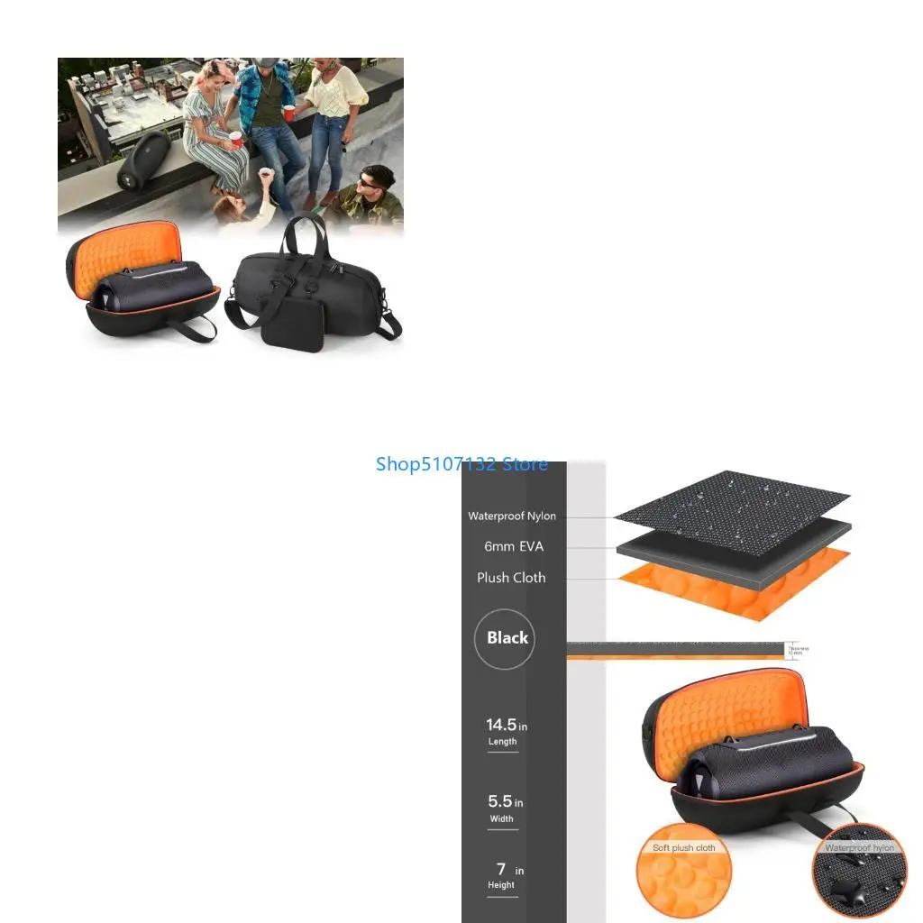 87HD Speaker Storage Bag with Molded Outer Shell, Soft Lining, Carry Handles, Separate Accessory Outdoor Carry and Daily Storage
