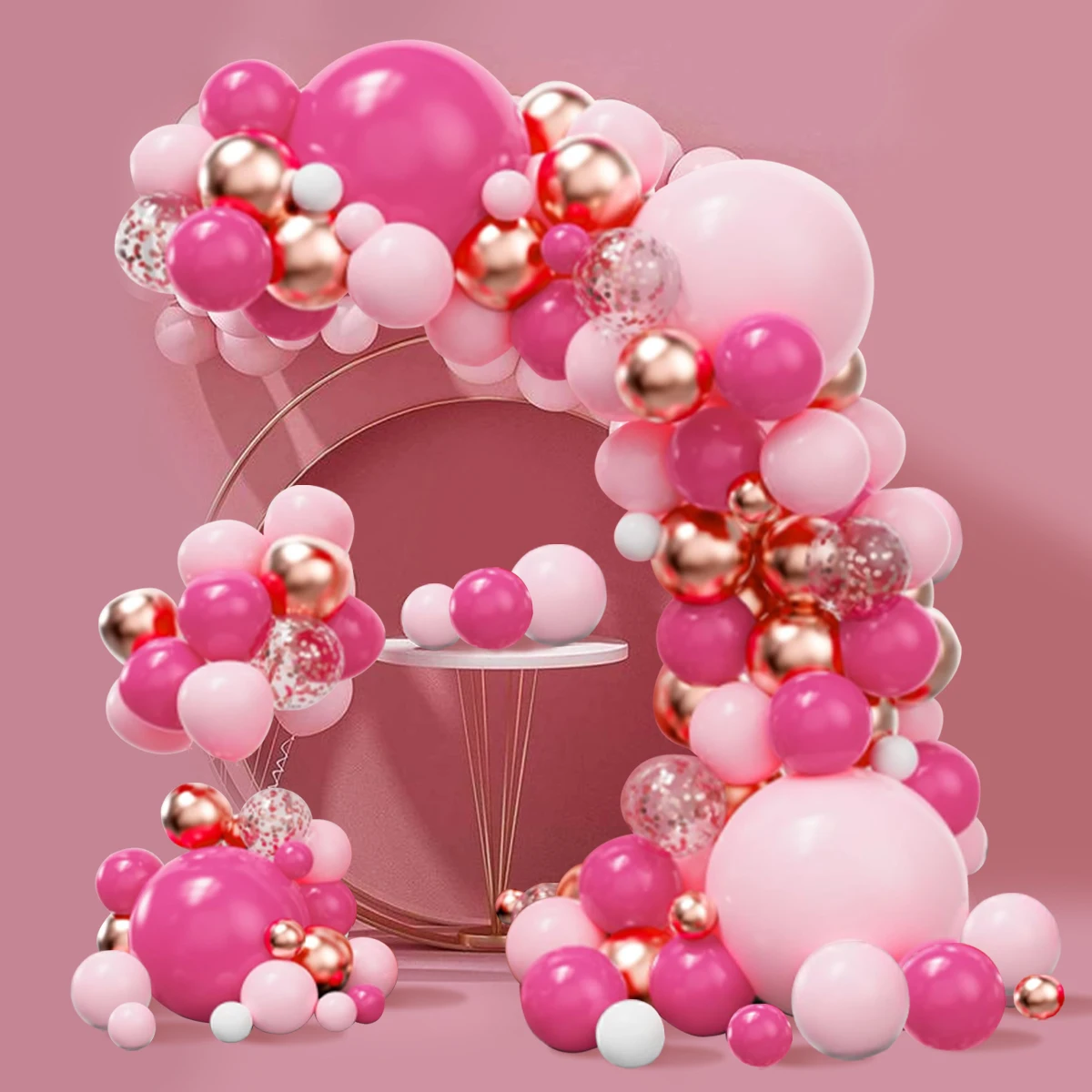 83Pcs Pink Gold Balloon Garland Arch Kit Girls Happy One Birthday Party Decoration Kid Baby Shower Supplies Wedding Party Favors