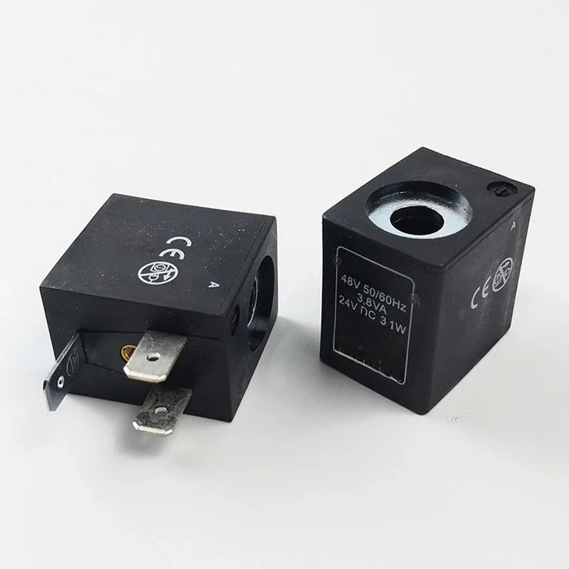 Pneumatic Solenoid Valve Coil, 24V DC/AC 110V 220V, 10mm Inner Hole, DIN Spade Connection, Replacement for Industrial Air Valves