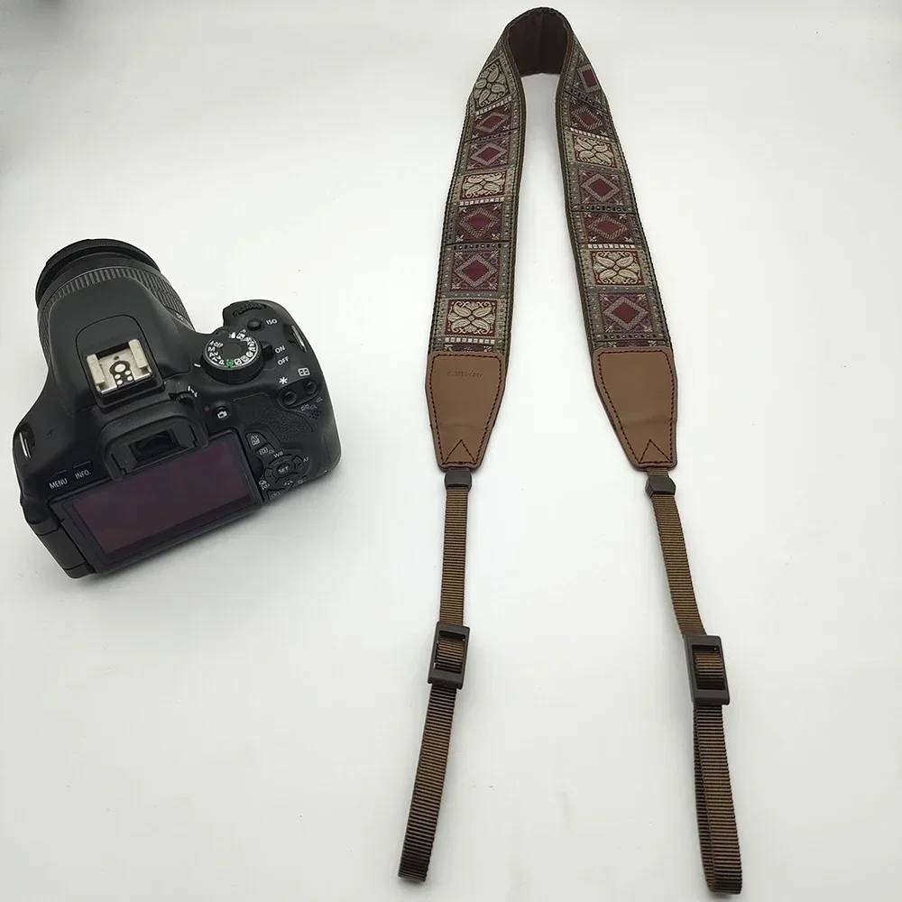 Cotton Woven Camera Strap Embroidered Style Adjustable Cross Body Shoulder Strap Digital SLR Camera Neck  Strap