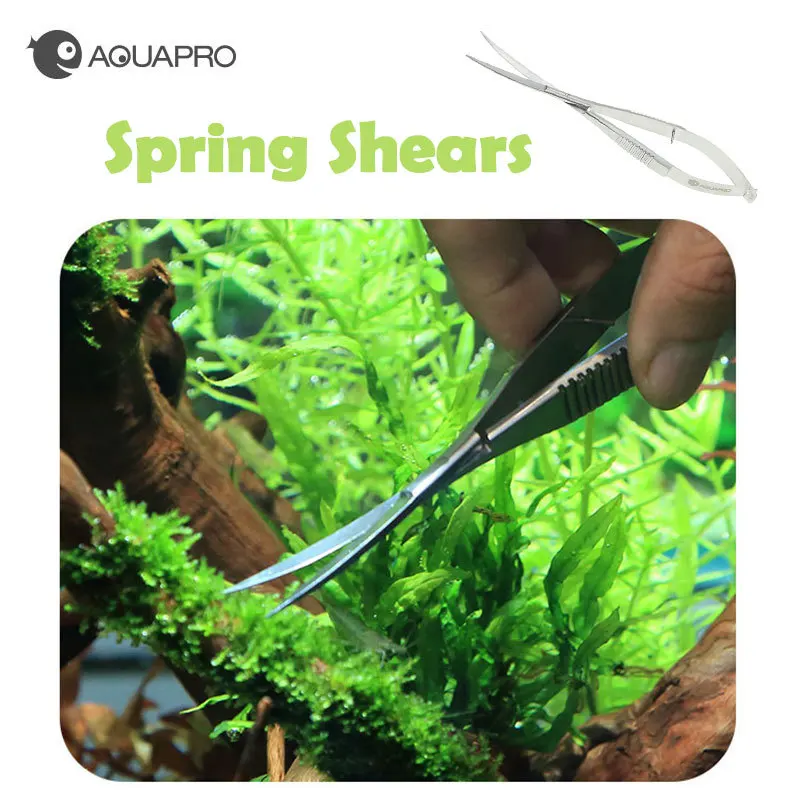 Stainless Steel Curved Straight Spring Shears Scissor Aquarium Aquascaping Plant CleaningTools Fish Tank Landscape Accessories