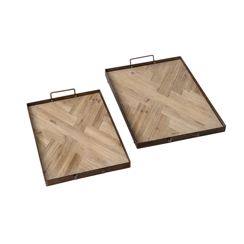 

Creative cooking plate Japanese solid wood tray with water cup plate restaurant retro bread snack