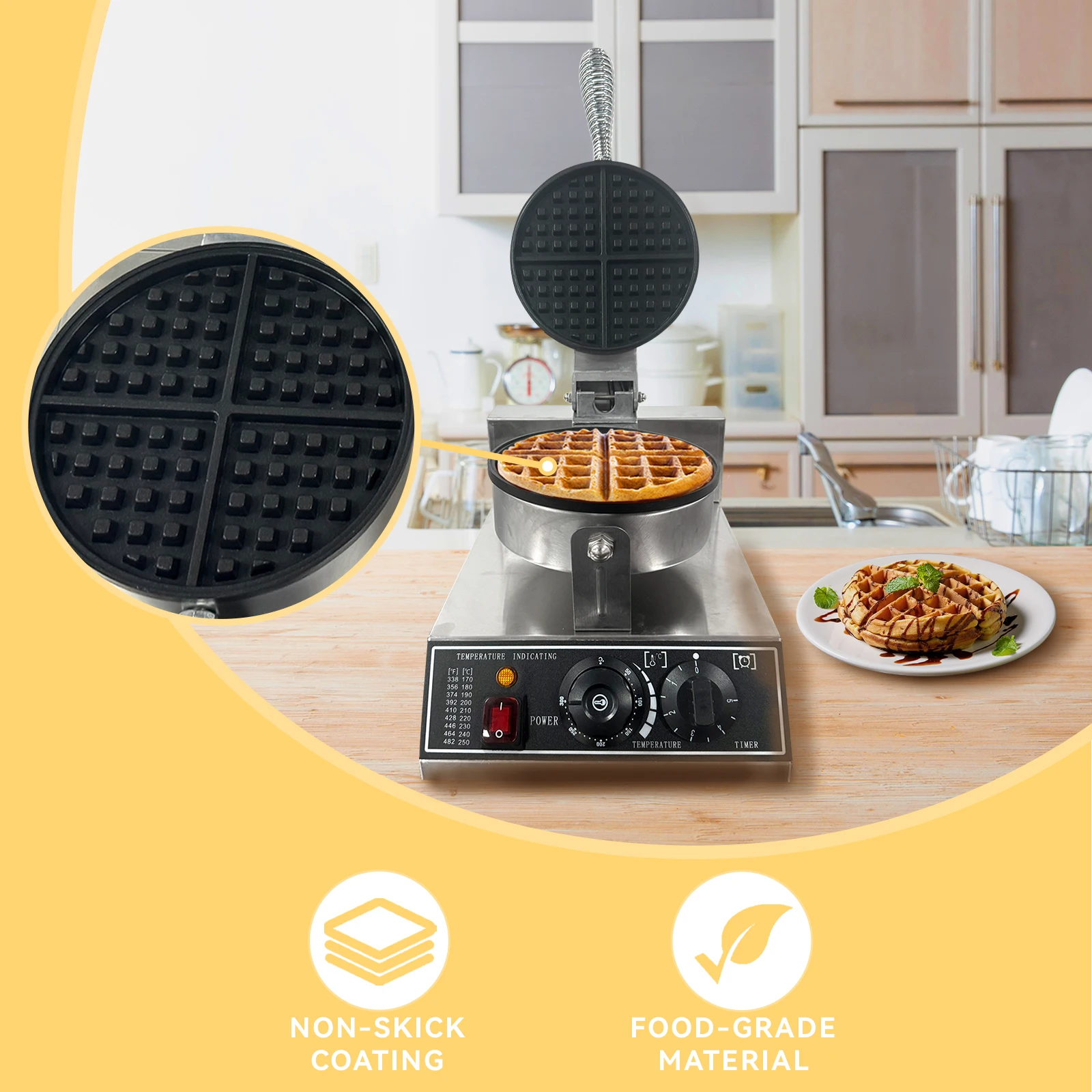 1 Set Of Stainless Steel Single-Head Waffle Iron Molds with Clip Whisk 2PCS Brush 4PCS Cleaning Block Kitchen Bakeware