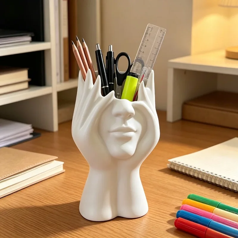 Creative Human Body Art Pen Holder -Multifunctional Desk Organizer for Makeup Brushes & Office Supplies,Unique Sculpture Storage