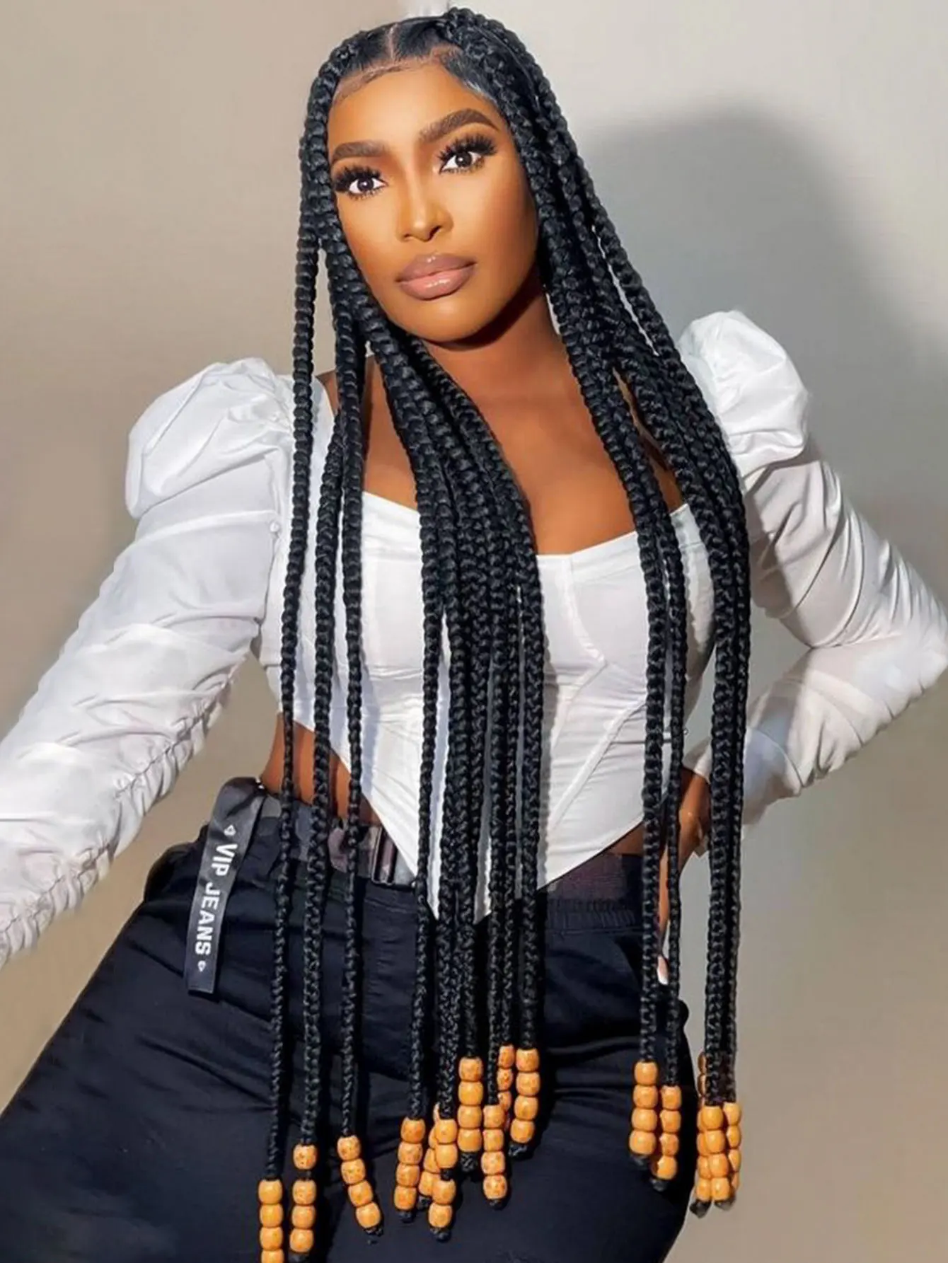 Tribal Synthetic Cornrow Braided Wigs Full Lace Wig 36Inches Knotless Jumbo Knotless Box Braids Wig Square Part For Black Women
