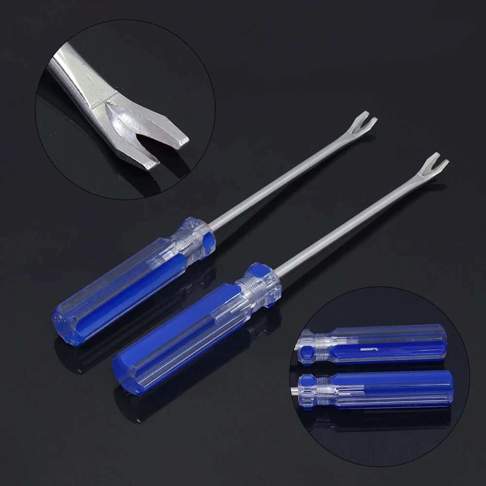 2Pcs Screwdriver Puller Remover V Type Screwdriver Hand Tool 45# Steel Material Blue/Silver Color 210mm Length