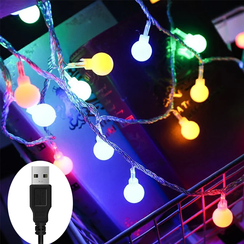 

USB 5V Led Balls String Lights Outdoor Waterproof Fairy Light For Garden Christmas Wedding Party Camping Atmosphere LED Lights