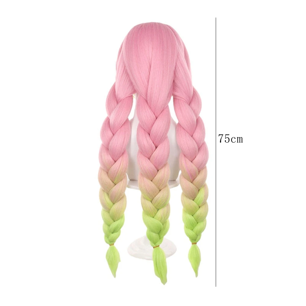 Rose Quartz to Lime Green Dual High-Set Braided Strands Wig with Gradual Chroma Transition and Soft Frontal Sweep Heat Resistant