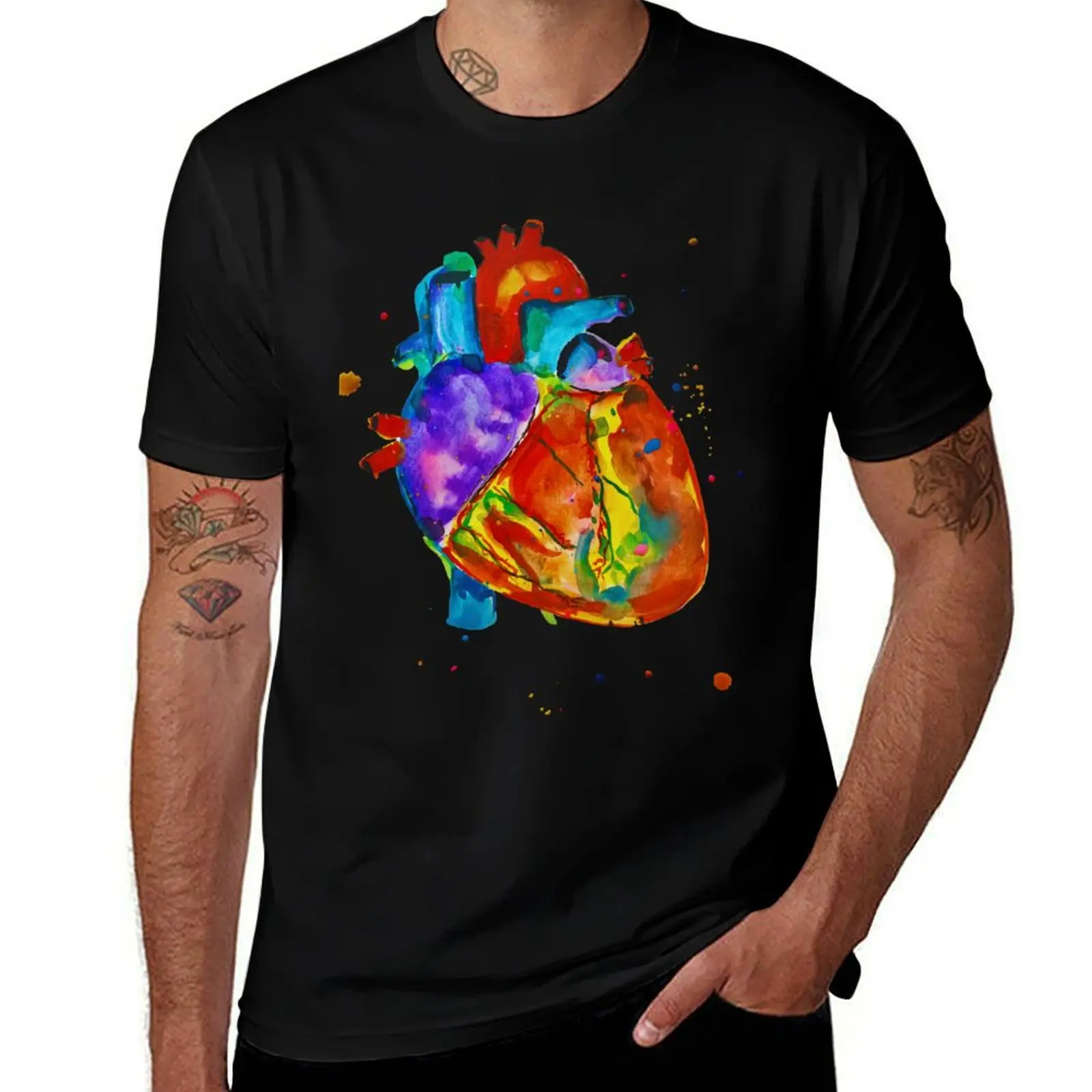T-shirt Watercolor Heart Bliss, haut de travail utilitaire à manches courtes