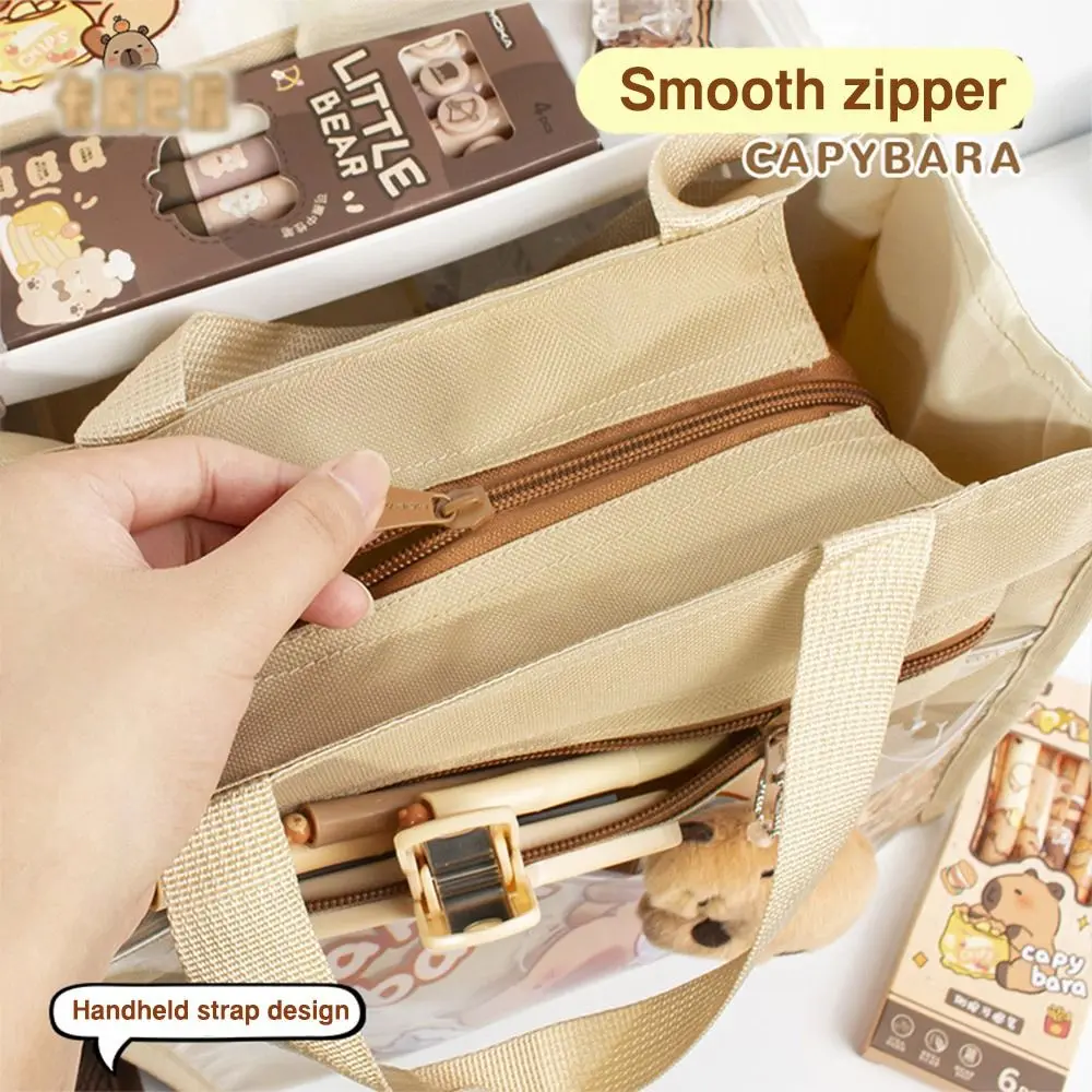 New Capybara File Bag Thickened Canvas File Pouch Zipper Storage Bag Student